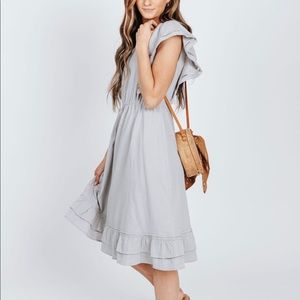 Piper and Scoot: Light Gray Davies Ruffle Dress